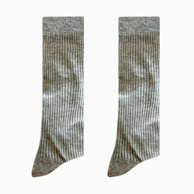 Set Of 2: Plain Ribbed Socks