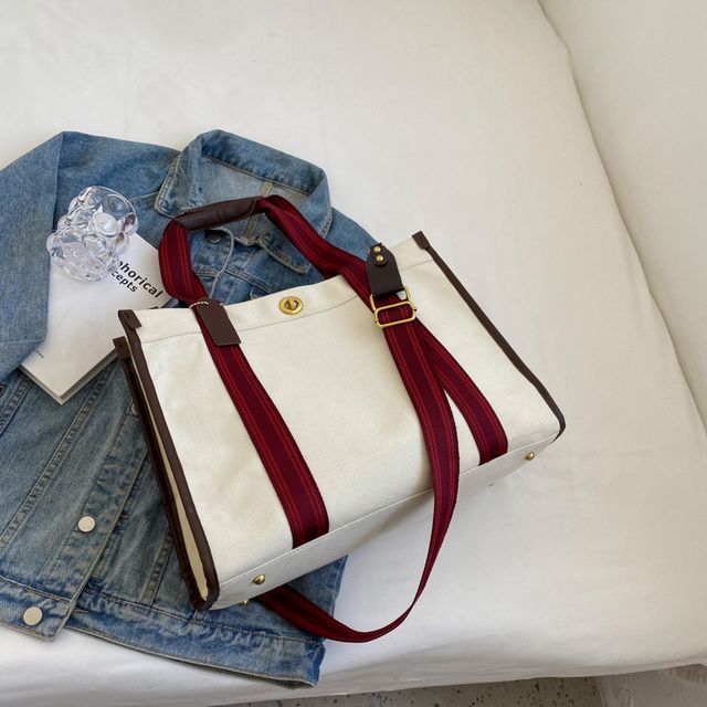 Striped Top Handle Crossbody Bag