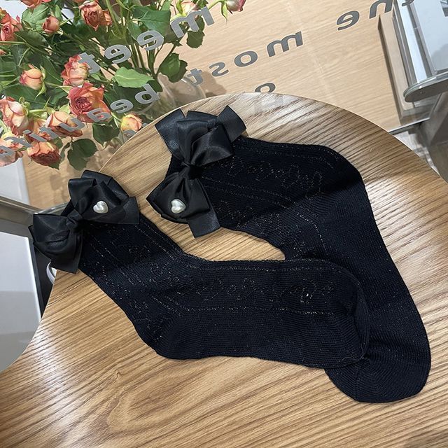 Bow Accent Lace Socks