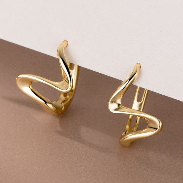 Wavy Asymmetrical Sterling Silver Earring