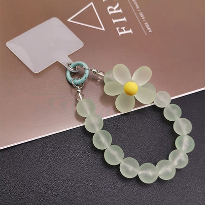 Floral Bead Phone Strap with Lanyard Pad