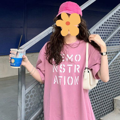 Round Short-Sleeve Neck Tee Lettering