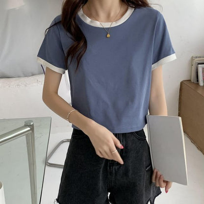 Round Neck Short-Sleeve Ringer T-Shirt