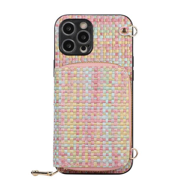 Holder Fabric Card Case Phone Plaid