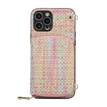 Holder Fabric Card Case Phone Plaid
