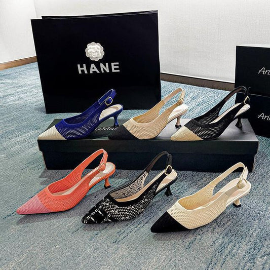 Kitten Heel Sandals Slingback Pointed