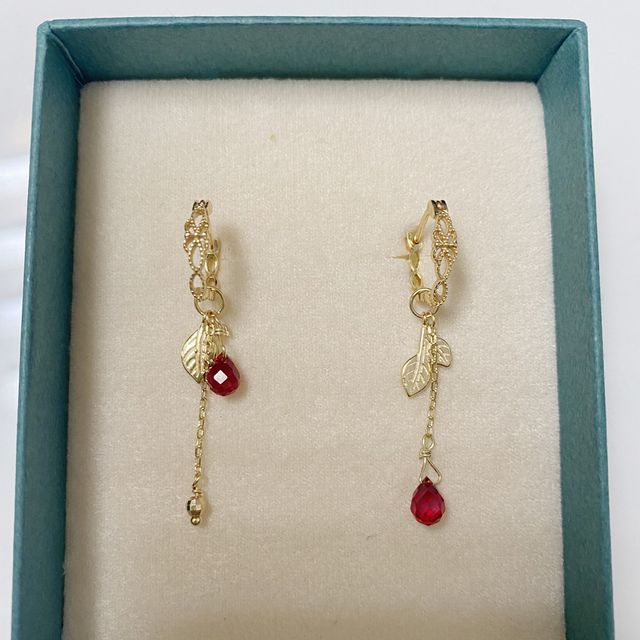 Agate Leaf Asymmetrical Drop Earring designs) (various Alloy