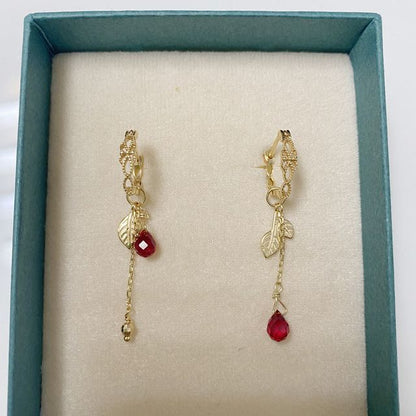 Agate Leaf Asymmetrical Drop Earring designs) (various Alloy