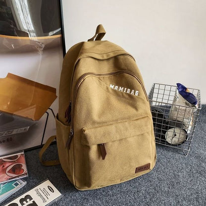 Lettering Print Canvas Backpack