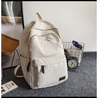 Lettering Print Canvas Backpack