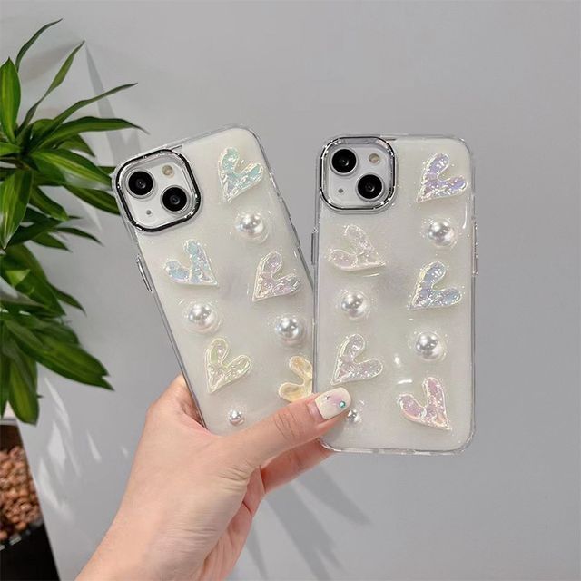 Phone Case Faux Pearl Heart