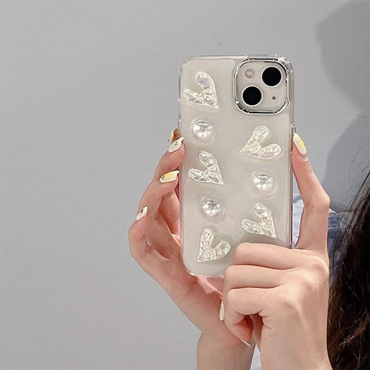 Heart Faux Pearl Phone Case