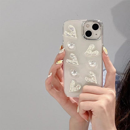 Phone Case Faux Pearl Heart