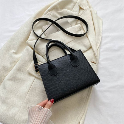 Top Handle Crocodile Grain Crossbody Bag