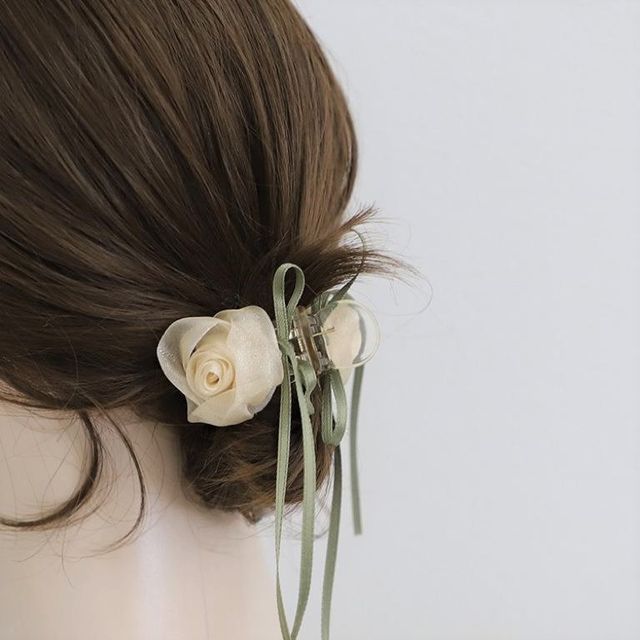 Rose Chiffon Resin Hair Clamp