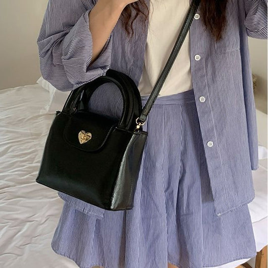 Heart Leather Faux Handbag Lock