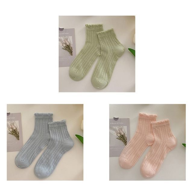 Plain Frill Short Socks Set