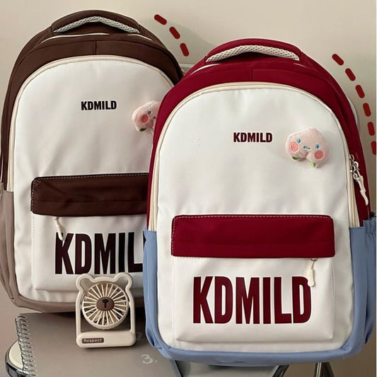 Color Block Lettering Backpack