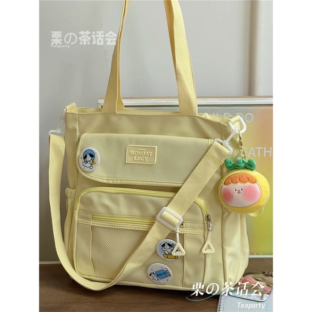 Lettering Label Top Handle Crossbody Bag