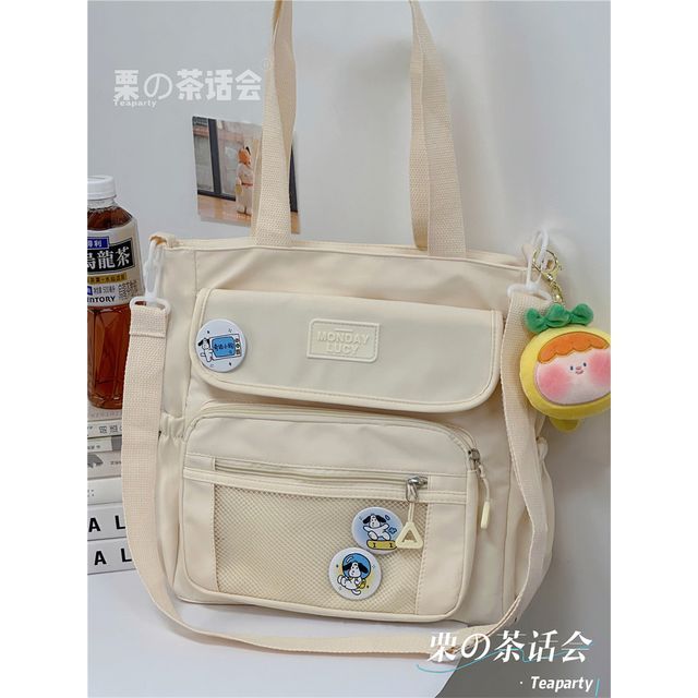 Lettering Label Top Handle Crossbody Bag