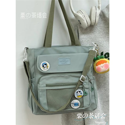 Lettering Label Top Handle Crossbody Bag