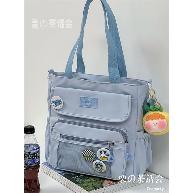 Lettering Label Top Handle Crossbody Bag