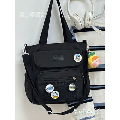 Lettering Label Top Handle Crossbody Bag