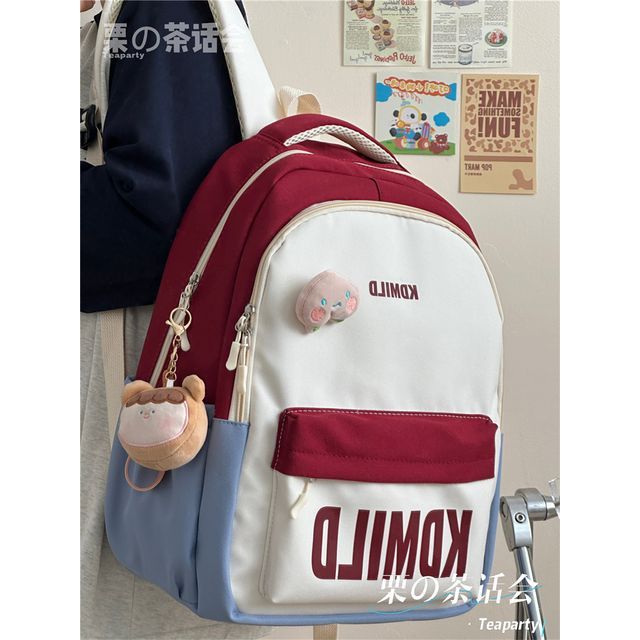 Color Block Lettering Backpack