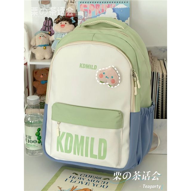 Color Block Lettering Backpack