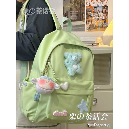 Plain Cartoon Applique Backpack