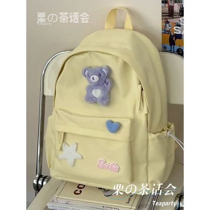 Plain Cartoon Applique Backpack