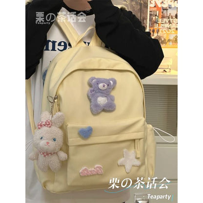 Plain Cartoon Applique Backpack