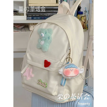 Plain Cartoon Applique Backpack