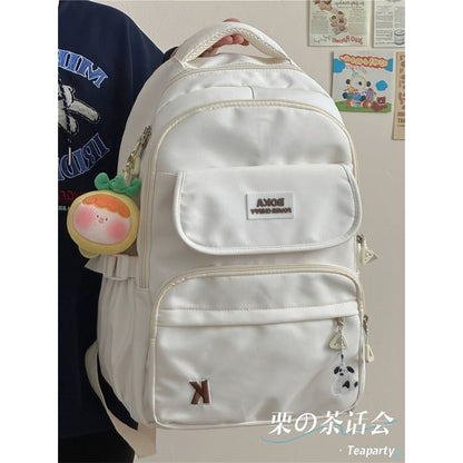 Plain Lettering Logo Buckled Backpack