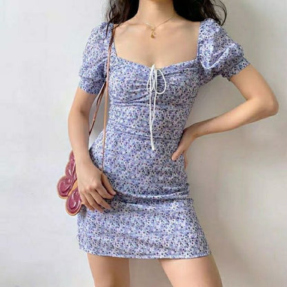 Short-Sleeve Mini Dress Floral Sheath