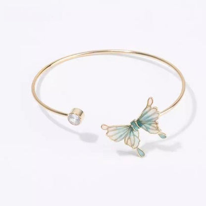 Rhinestone Butterfly Open Bangle