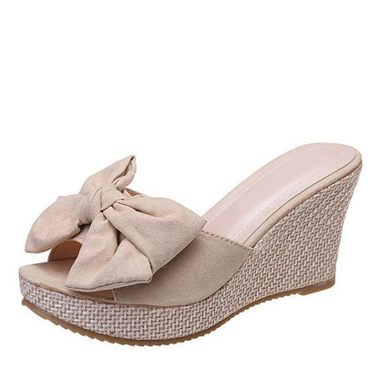Heel Espadrille Wedge Slide Bow Sandals