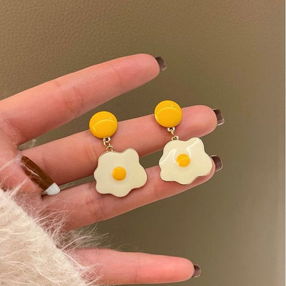 Earring Drop Egg Glaze Alloy Fried
