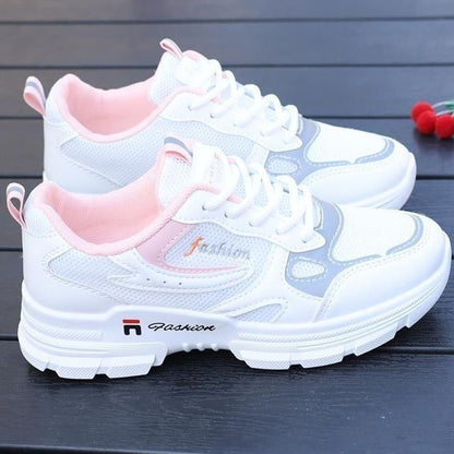 Letter Embroidered Lace-Up Platform Sneakers