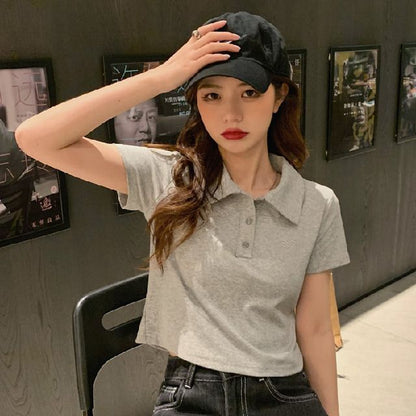 Embroidered Short-Sleeve Polo Heart Shirt