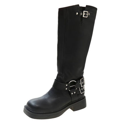 Boots High Multi-Buckle Knee Platform