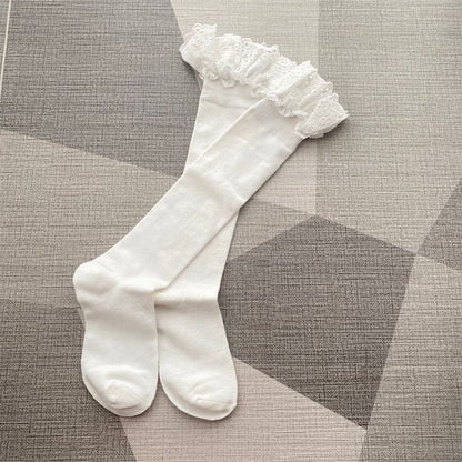 Plain Eyelet Lace Ruffled Socks