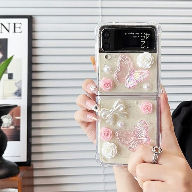 Butterfly Pearl Case Phone Faux Floral