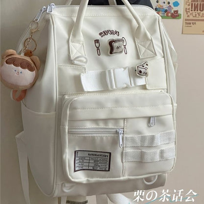 Bread Embroidered Top Handle Backpack / Charm / Set