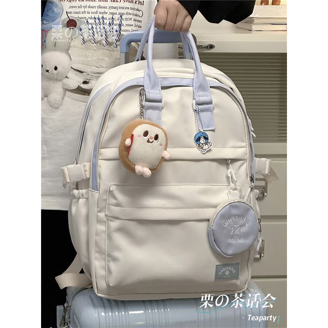 Two-Tone Top Handle Backpack / Charm / Set