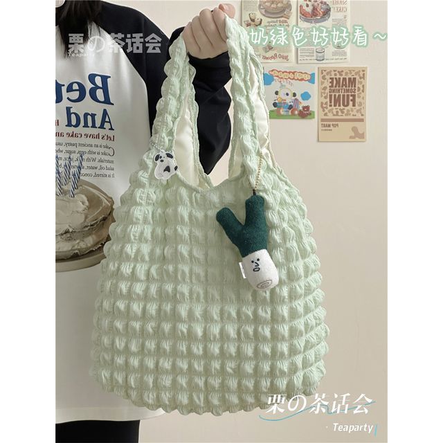 Plain Shirred Tote Bag / Charm / Set