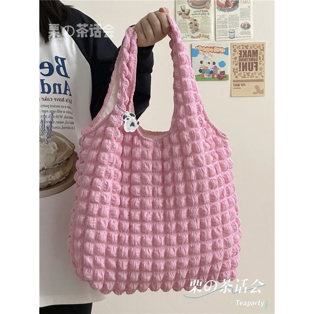 Plain Shirred Tote Bag / Charm / Set