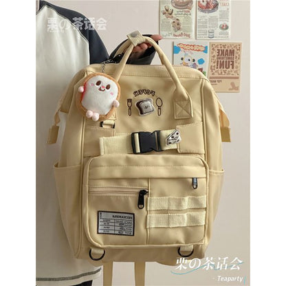 Bread Embroidered Top Handle Buckled Backpack / Charm / Set