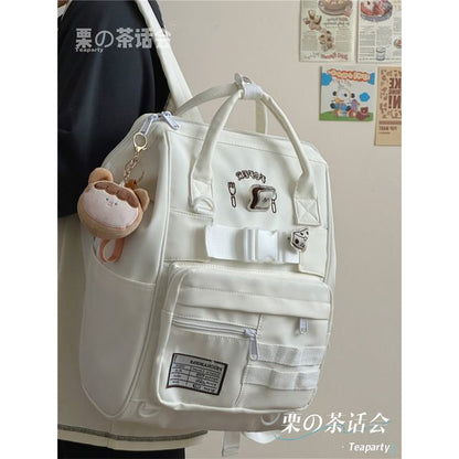 Bread Embroidered Top Handle Buckled Backpack / Charm / Set