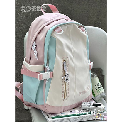 Color Block Lettering Backpack / Charm / Set